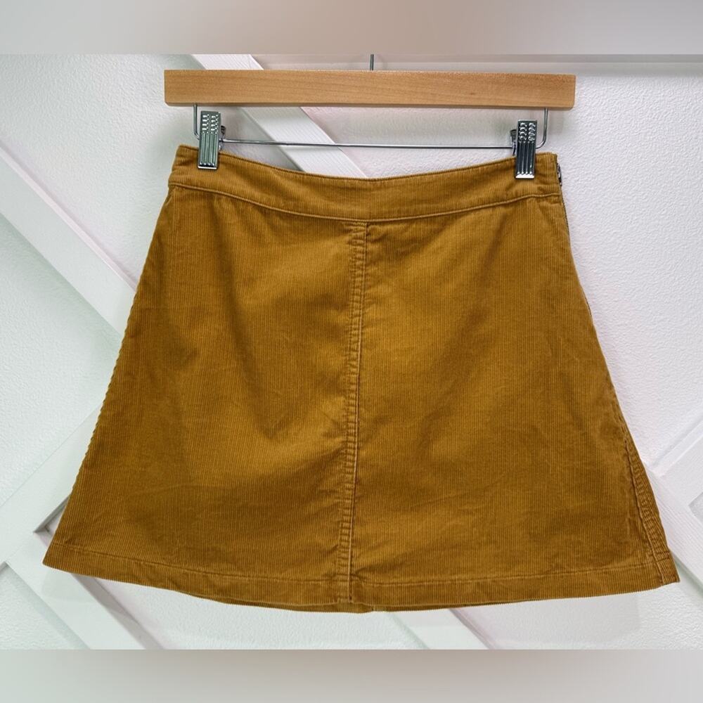 Aritzia Wilfred Free Corduroy Mini Skirt Size 2 Mustard Brown A-Line Side Zip - Picture 1 of 9
